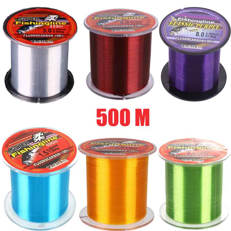 Fluorocarbon Line - 超強力ナイロン釣り糸,非リネン,マルチフィラメント,カラフル,非フルオロカーボン,釣り道具,500m, 1個