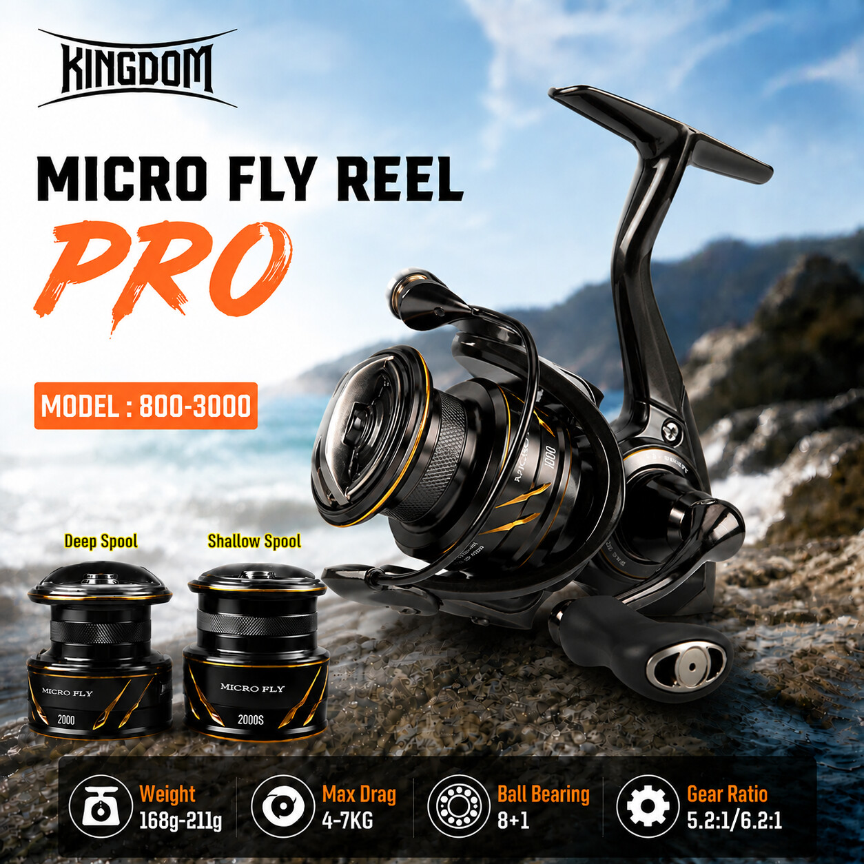 Abu Garcia Reel Max - キングダム マイクロ フライ プロ フィッシング スピニングリール
