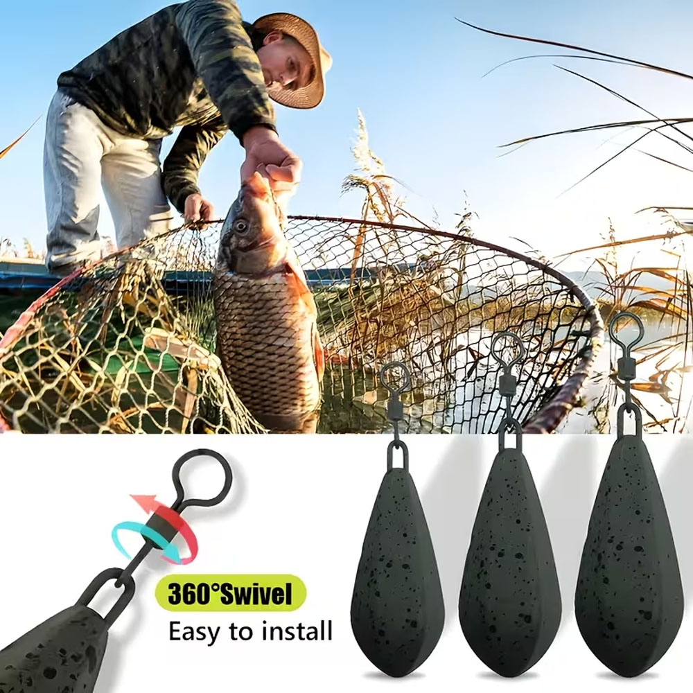 4個セットの頑丈な鯉釣り用ウェイト（ロングリーダーライン付き - Saltwater Line のレビューと価格