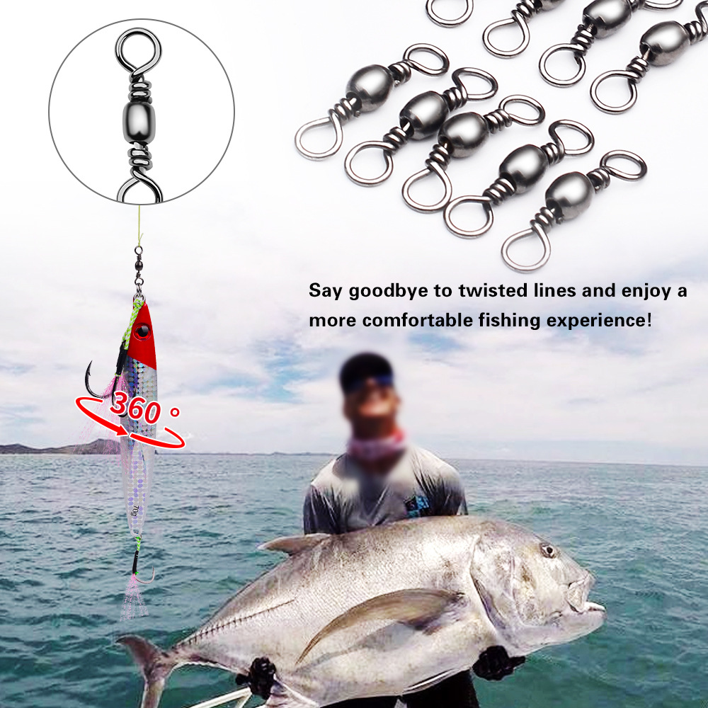 100 個釣りスイベルコネクタバレルステンレス真鍮淡水ローリ - Saltwater Line のレビューと価格