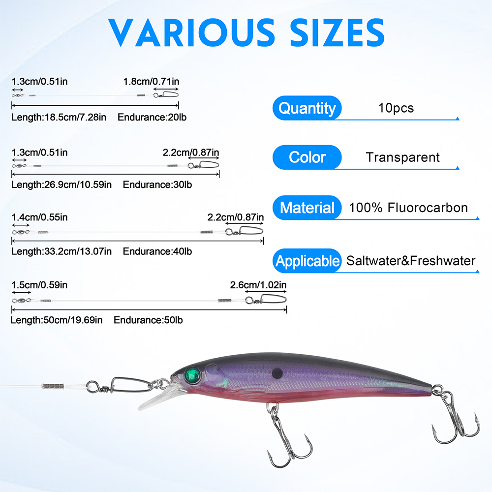 10 個フロロカーボン釣りリーダー 20LB-50LB フロ - Fluorocarbon Line のレビューと価格
