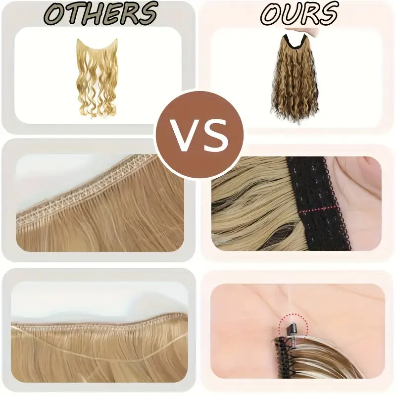 18 インチ合成ロング波状カーリーふわふわヘアエクステンショ - Monofilament Line のレビューと価格